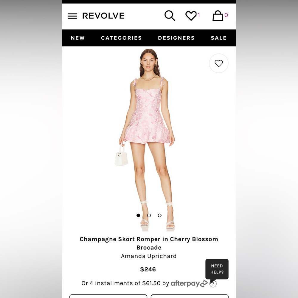 Amanda Uprichard Skort Romper (Color - Pink/ Cherry Blossom) (Size : M)